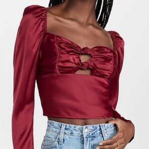 Wayf Women's Burgundy and Red Crop-top